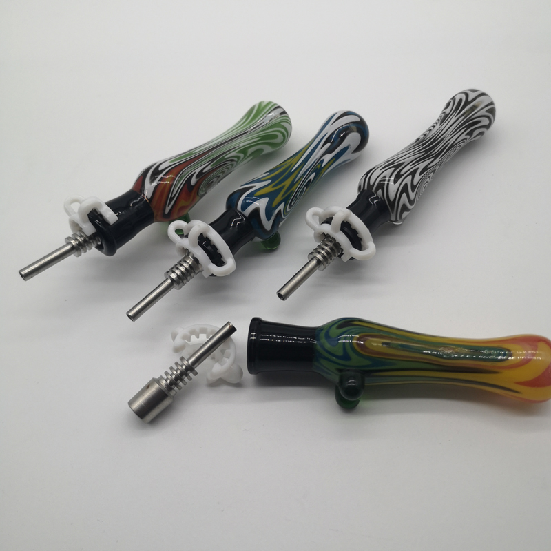DPGHS003 4inch US colored swirl pattern  NC kit  with 10mm male ti tip and 10mm plactic clip