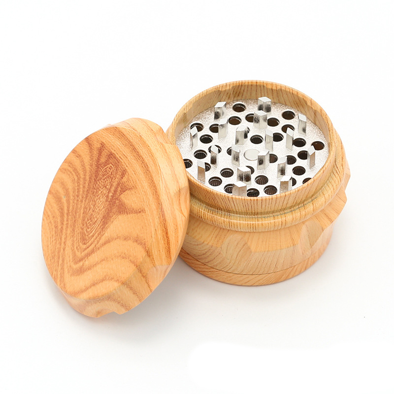 DPAG046 Natural Wooden Color Red or Yellow Zinc Metal Four Layers Grinders