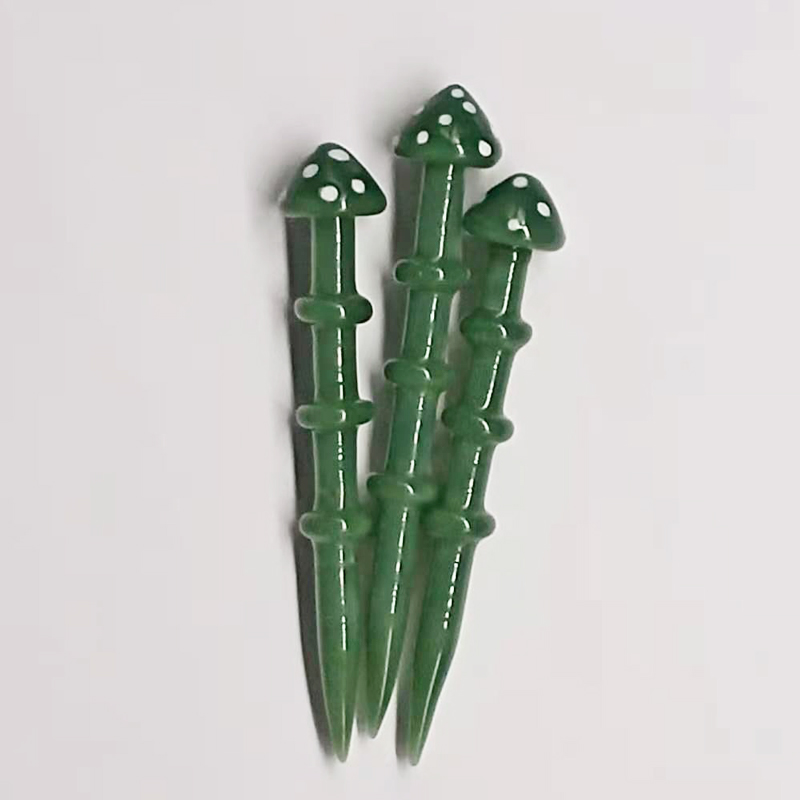 DPGD008 4.3 Inches Mushroom Glass Dabber Green Special Heady Glass Dab Tool