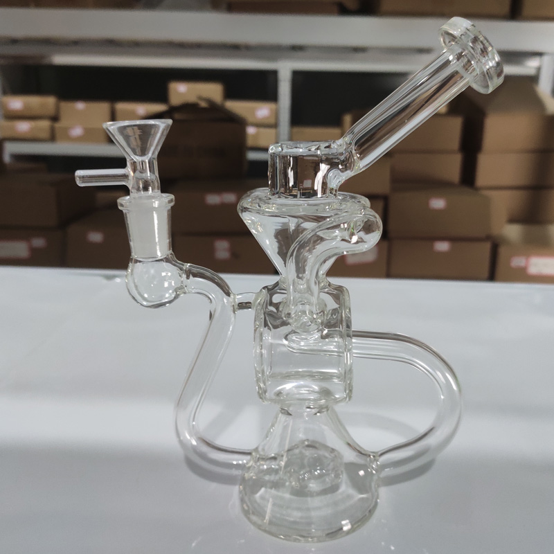 DPGWP035 7.9 Inch recycler glass water pipe with  14mm funnel bowl