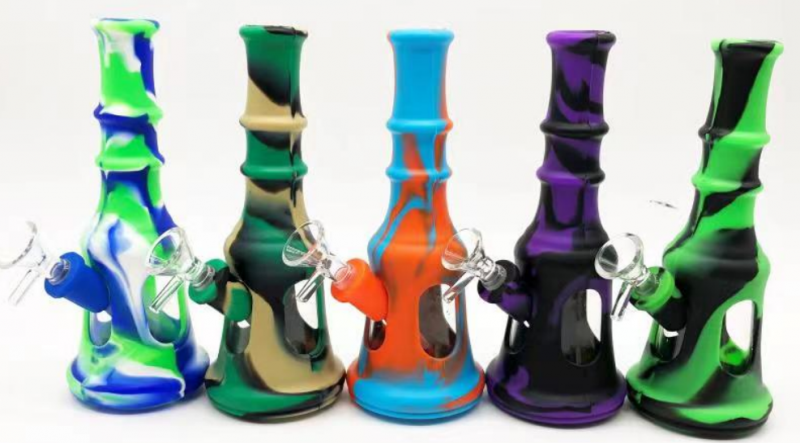 DPSP037 8.2inch silicone water pipe with glass bowl
