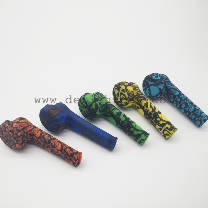 DPSP001 3.3″ Silicone Pipes Colorful Dry Herb Tobacco Hand Smoking Pipe with Hidden Bowl Piece