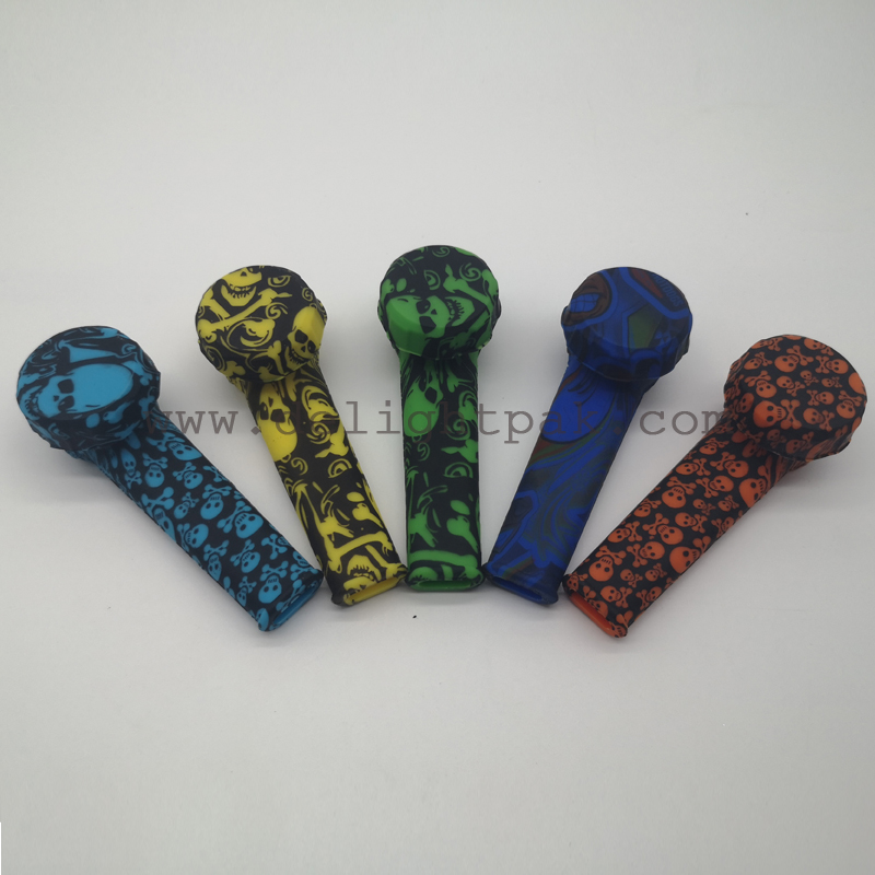 DPSP001 3.3″ Silicone Pipes Colorful Dry Herb Tobacco Hand Smoking Pipe with Hidden Bowl Piece