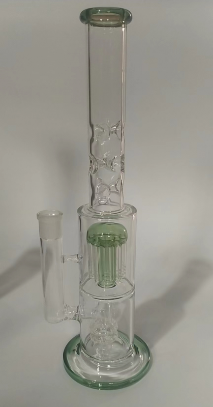 DPGWP044 15 inch colored recycler glass water pipe with  19mm funnel bowl