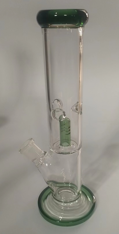 DPGWP046 11.8 inch colored recycler glass water pipe with  19&14MM downstem and 14mm funnel bowl