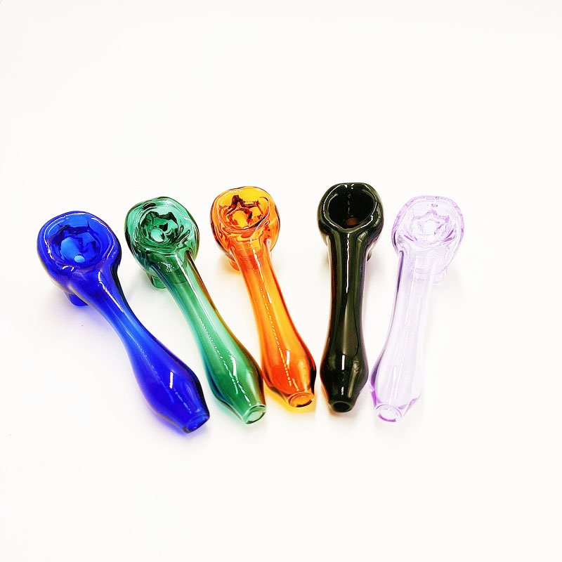 DPGH042 Smoking Accessories 4.0inch Pyrex Glass Oil Burner Tobacco Skull Dry Herb Hand Spoon Pipe