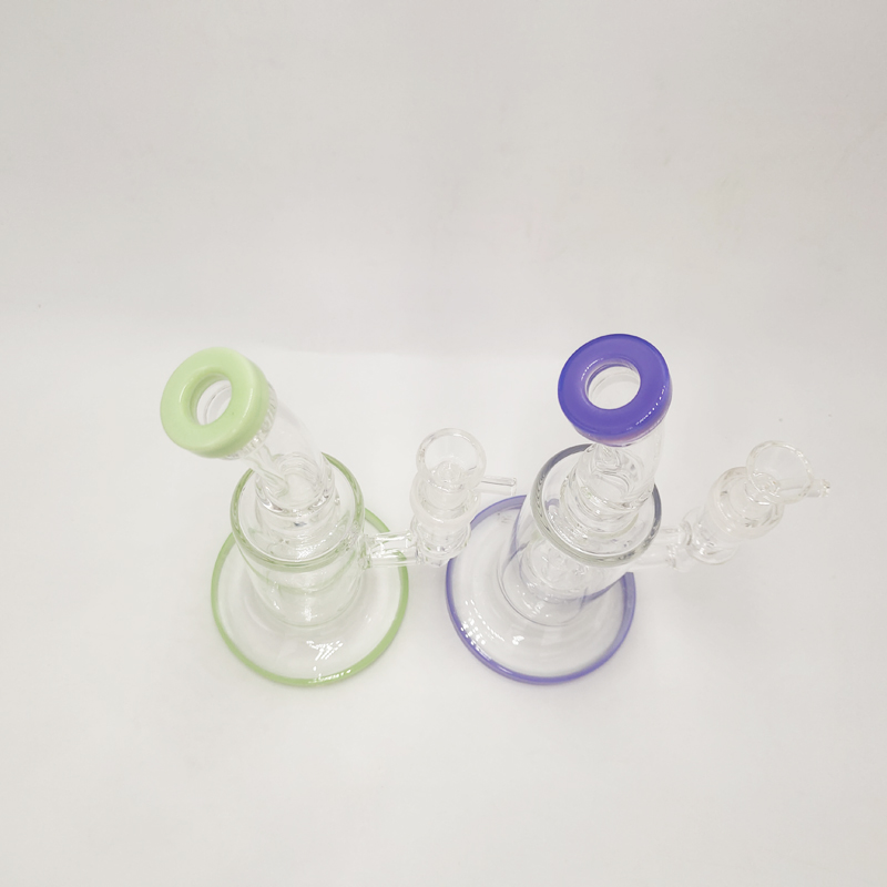 DPGWP039 8 inch colored recycler glass water pipe with 14mm funnel bowl