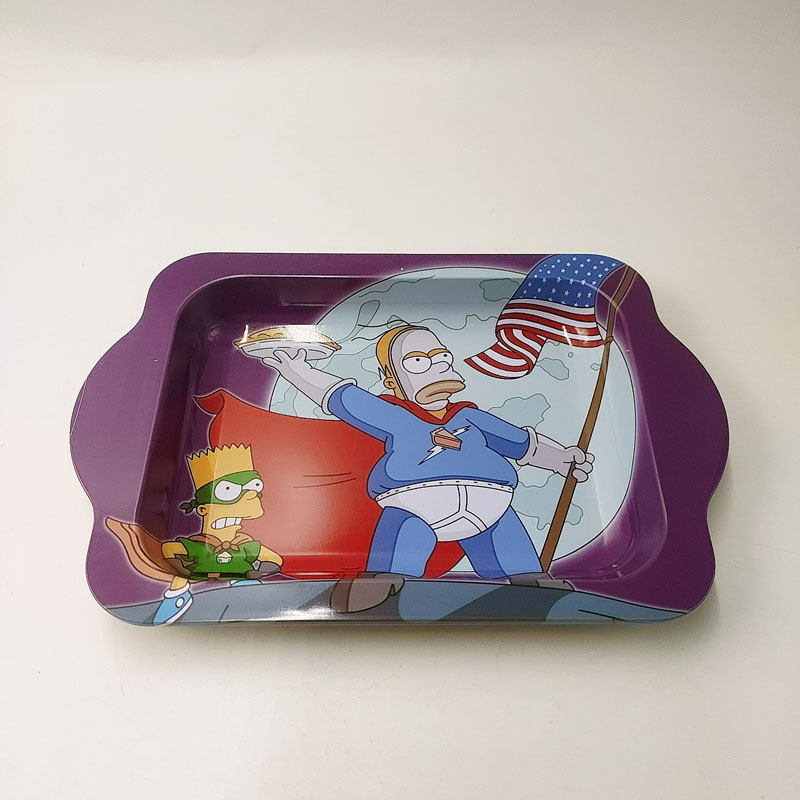RT212E-7 212*142*23 mm Metal Tin Rolling Tray, with two side ears