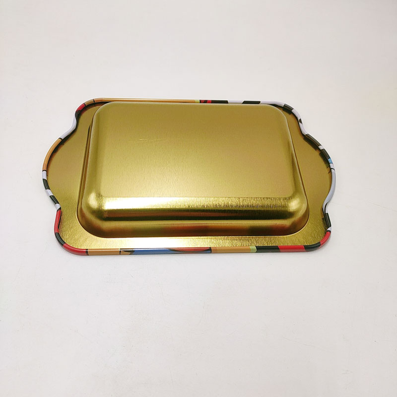 RT212E-10 212*142*23 mm Metal Tin Rolling Tray, with two side ears